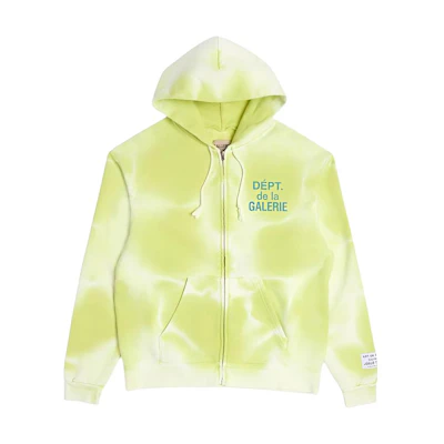 Gallery Dept FW23 Yellow Letter Print Zip Hoodie Unisex FZH-2047-LIME-M
