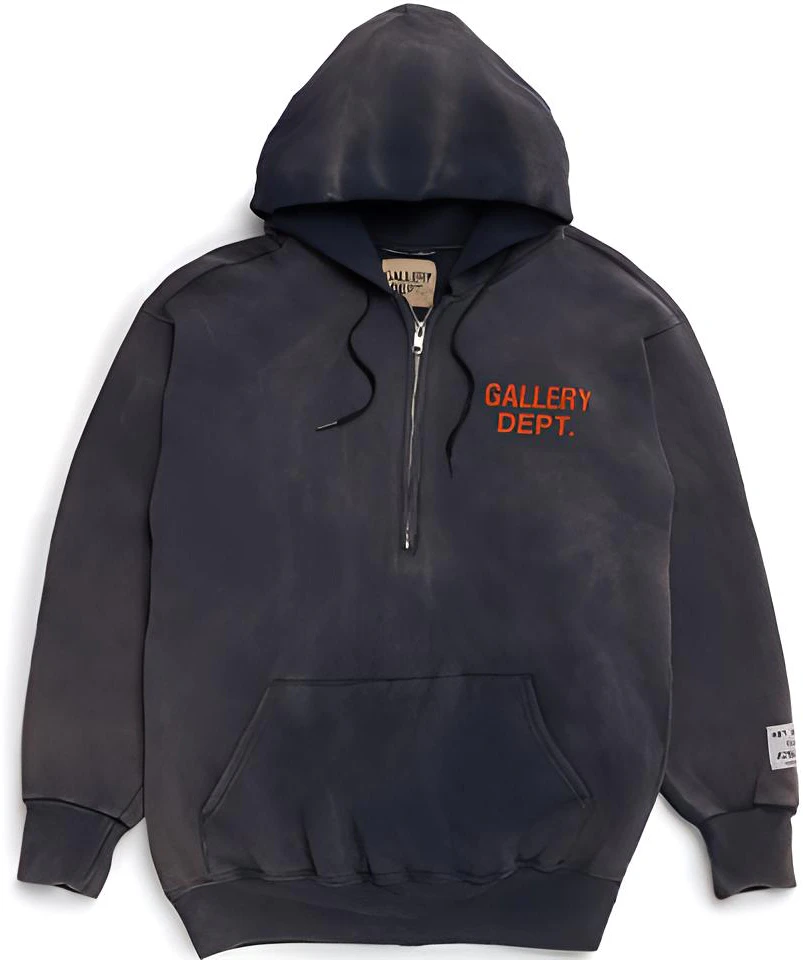 gallery-dept-half-zip-hoodie-navy-blue-unisex-pullover-with-print-gd-ss-21-060