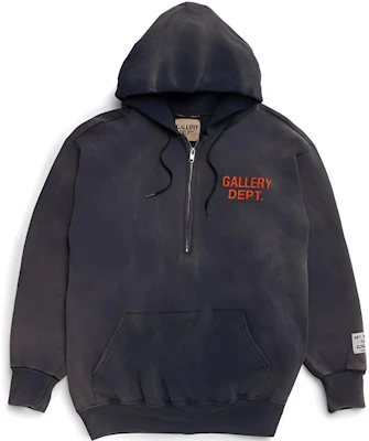 Gallery Dept Half-Zip Hoodie Navy Blue Unisex Pullover with Print GD-SS21-060 Buy Gallery Dept Half-Zip Hoodie Navy Blue Unisex Pullover with Print GD-SS21-060