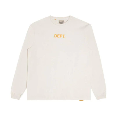 Gallery Dept Letter Print Crewneck Long Sleeve Sweatshirt Grey White DT-1171-CREA