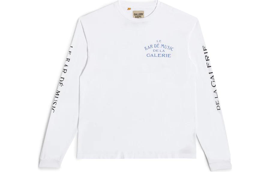 Gallery Dept Letter Print Crewneck Pullover Long Sleeve Sweatshirt White Men LEBR-1130-WHTE