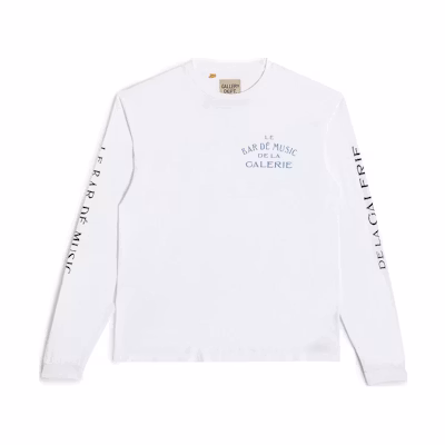 Gallery Dept Letter Print Crewneck Pullover Long Sleeve Sweatshirt White Men LEBR-1130-WHTE