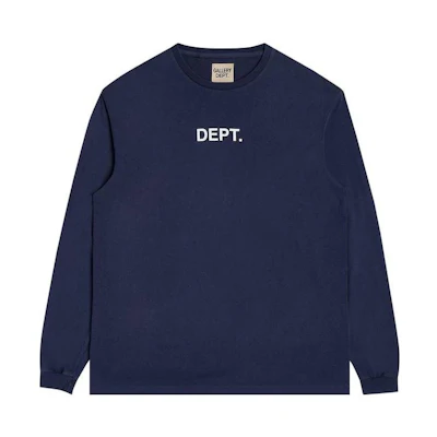 Gallery Dept Letter Print Loose Crewneck Sweatshirt Navy Blue DT-1110-NAVY