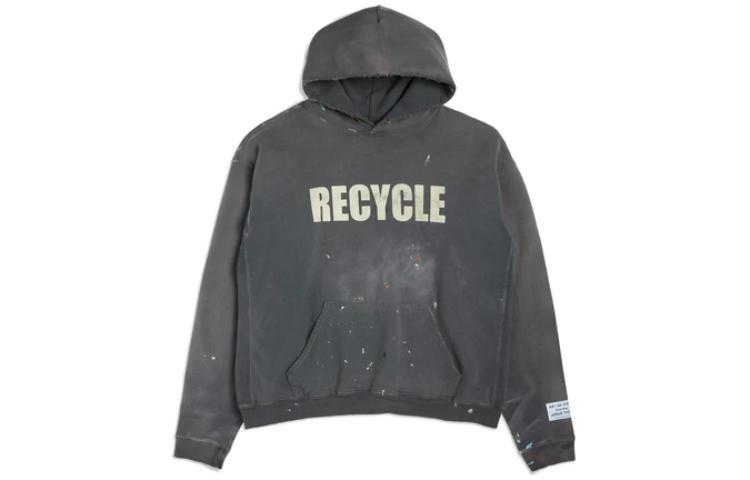 Gallery Dept Letter Print Pullover Hoodie Grey () RE90-2000-WBLK