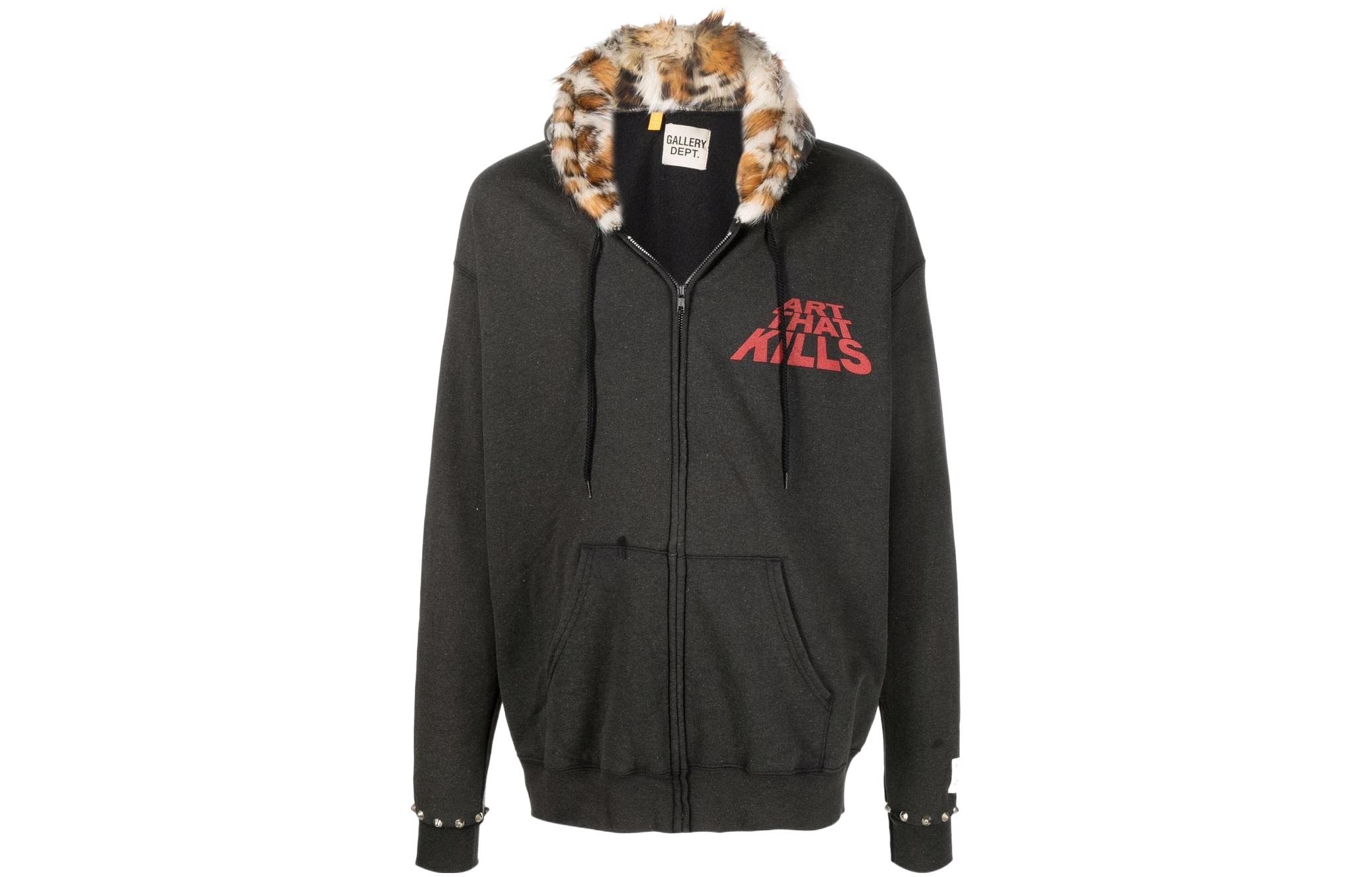 Gallery Dept Letter Print Zip Hoodie Black Unisex ATKMH2000-BLCK