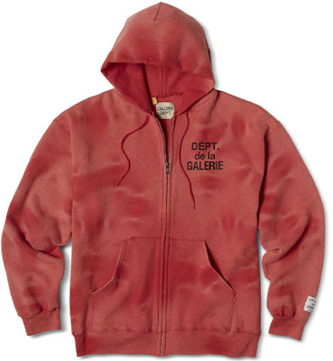 Gallery Dept Logo Print Zip-Up Hoodie Jacket Unisex Red GD-SS21-020 Buy Gallery Dept Logo Print Zip-Up Hoodie Jacket Unisex Red GD-SS21-020