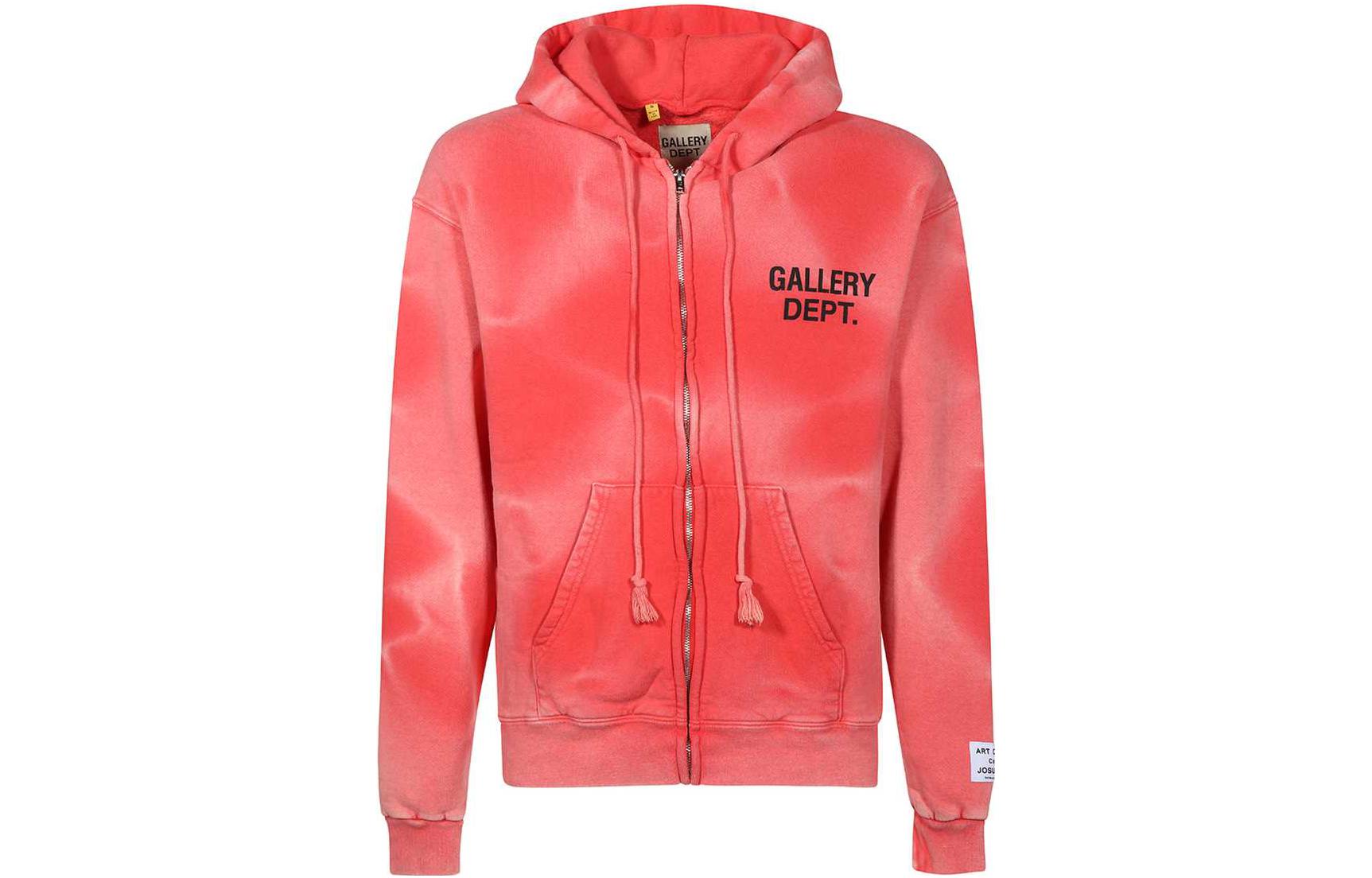 Gallery Dept Logo Print Zip Hoodie Light Pink SFFZH2050REDWASH