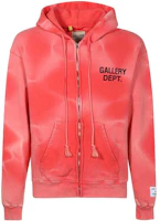 Gallery Dept Logo Print Zip Hoodie Light Pink SFFZH2050REDWASH Gallery Dept Logo Print Zip Hoodie Light Pink SFFZH2050REDWASH