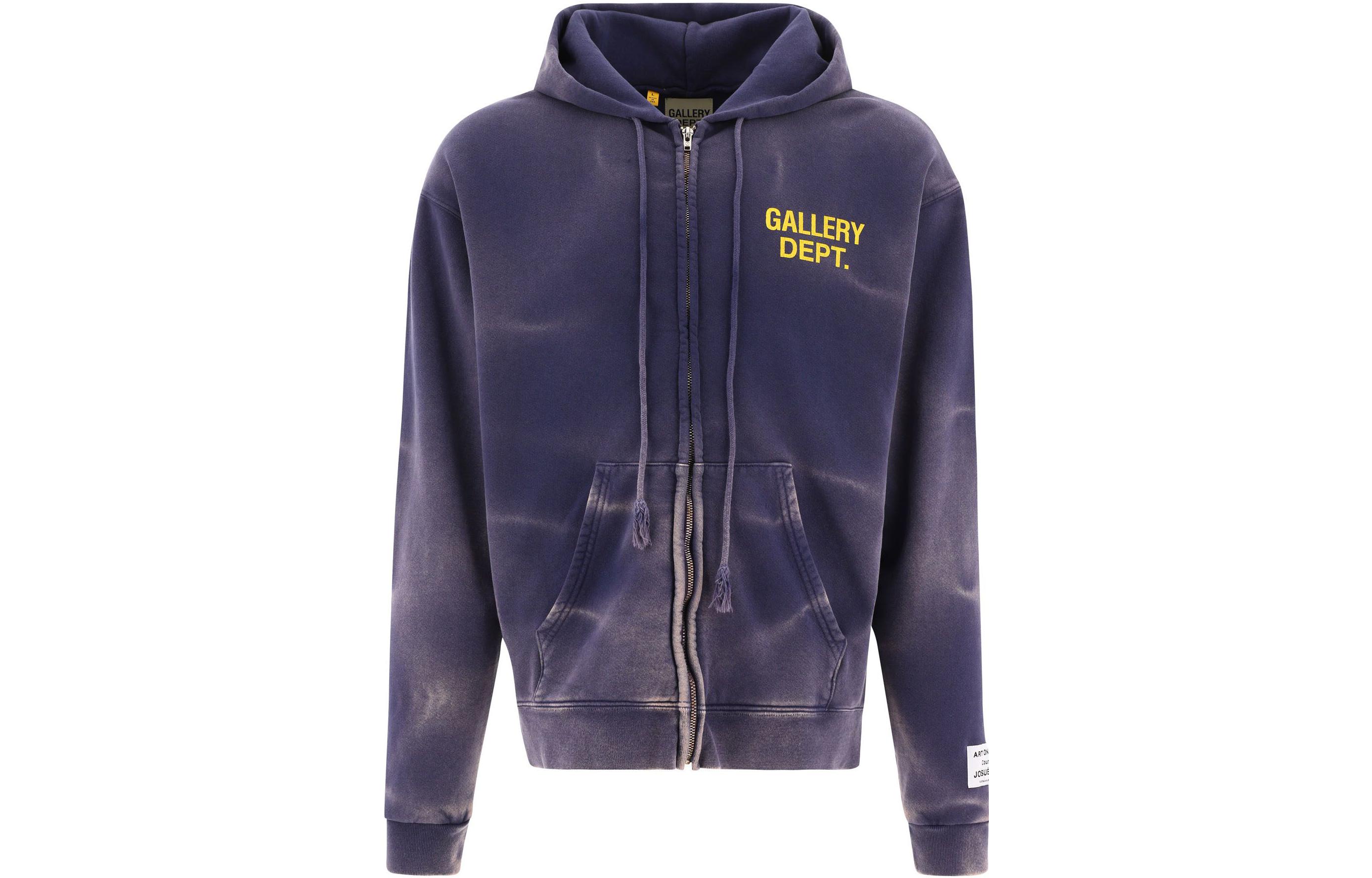Gallery Dept SS22 Blue Logo Print Zip Hoodie for Men - Casual Loose Fit SFFZH2020NAVY