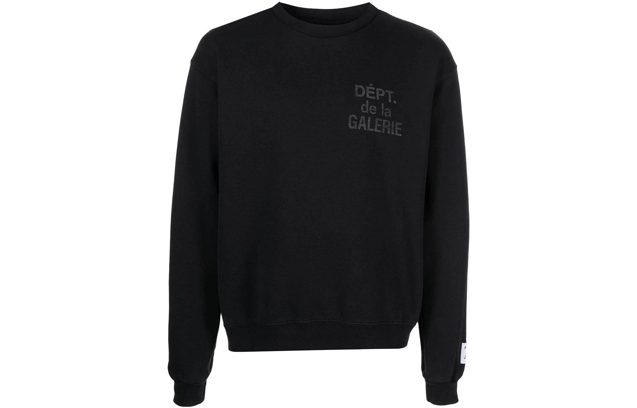 Gallery Dept SS23 Black Letter Print Crewneck Pullover Long Sleeve Sweatshirt Men ATK2300BLACK