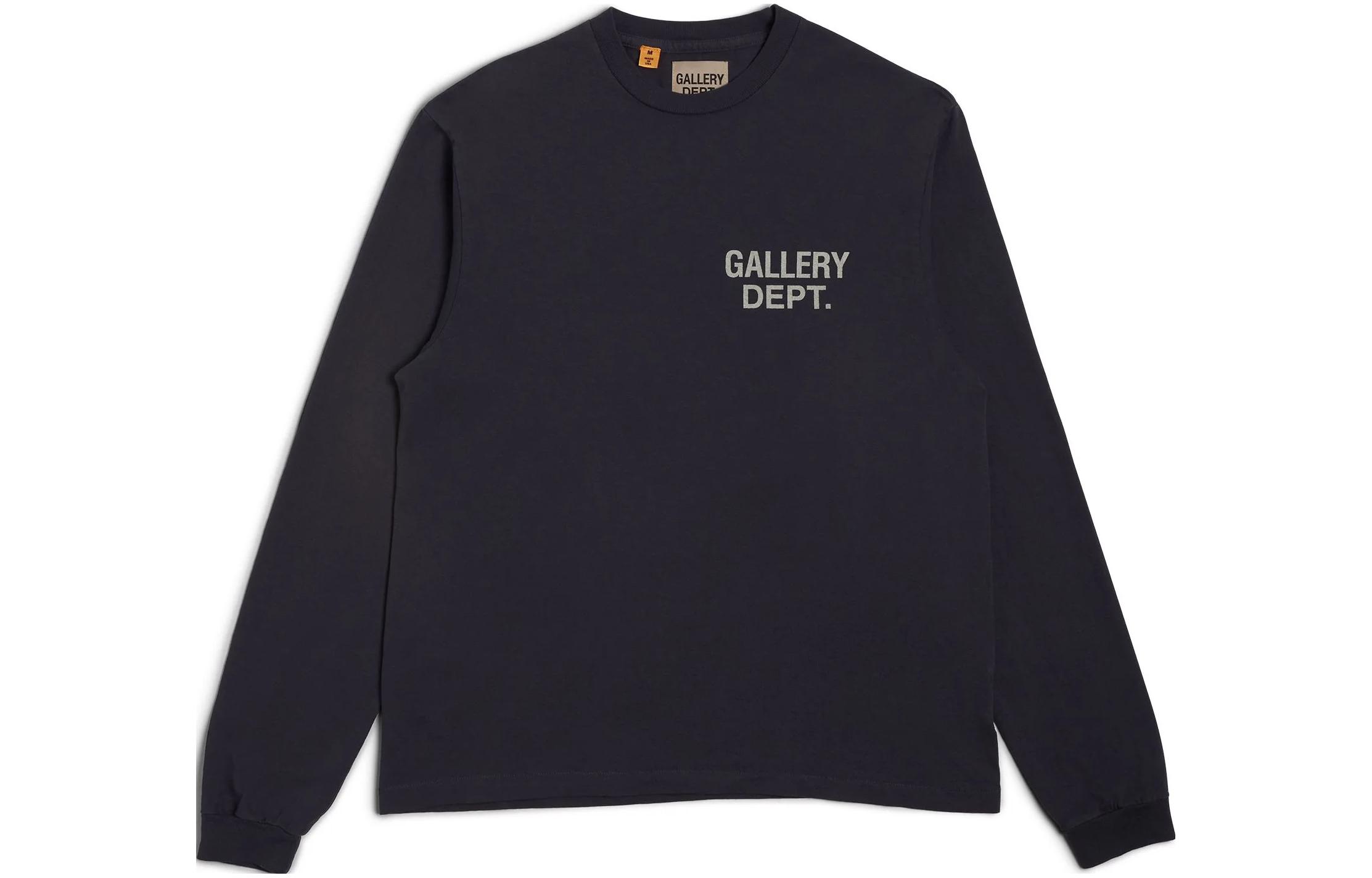 Gallery Dept SS23 Black Long Sleeve Sweatshirt with Chest Letter Print SS1100BLCK