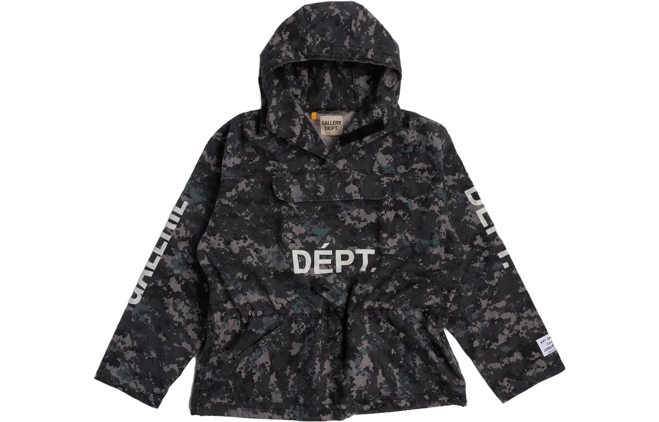 Gallery Dept SS23 Camouflage Logo Print Hoodie Mens Grey Black DCA6080BGCM