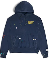 Gallery Dept SS23 Letter Logo Hoodie Navy Unisex Casual Sweatshirt EN-2010R-NAVY Gallery Dept SS23 Letter Logo Hoodie Navy Unisex Casual Sweatshirt EN-2010R-NAVY