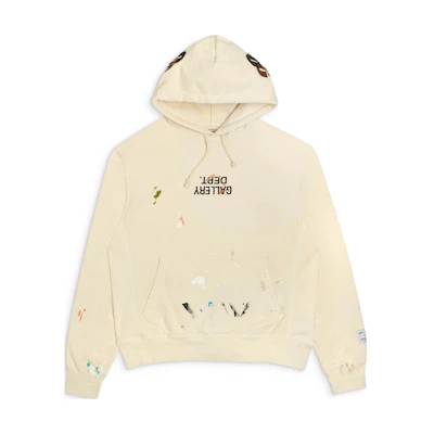 Gallery Dept SS24 Cream Appliqué Logo Unisex Hoodie ENU-2030R-WHTE