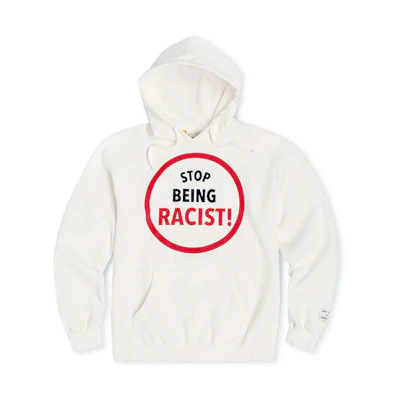 Gallery Dept Stop Being Racist Reversible Hoodie White Mens Pullover Sweatshirt GD-SS21-101
