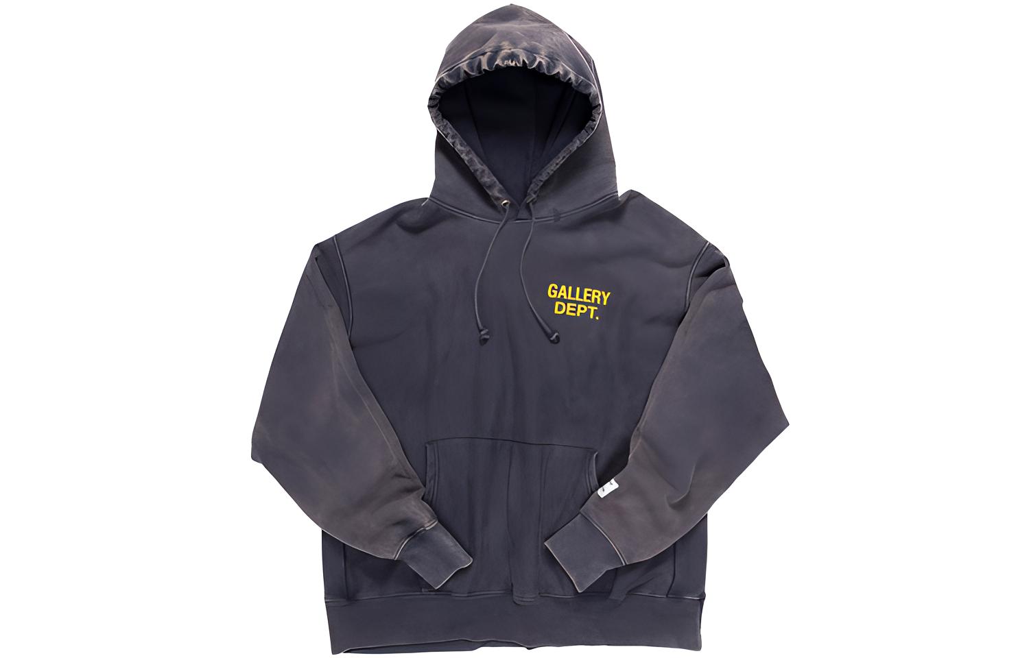 Gallery Dept Washed Vintage Logo Hoodie Unisex Navy Blue GD-SS21-006