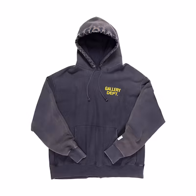 Gallery Dept Washed Vintage Logo Hoodie Unisex Navy Blue GD-SS21-006