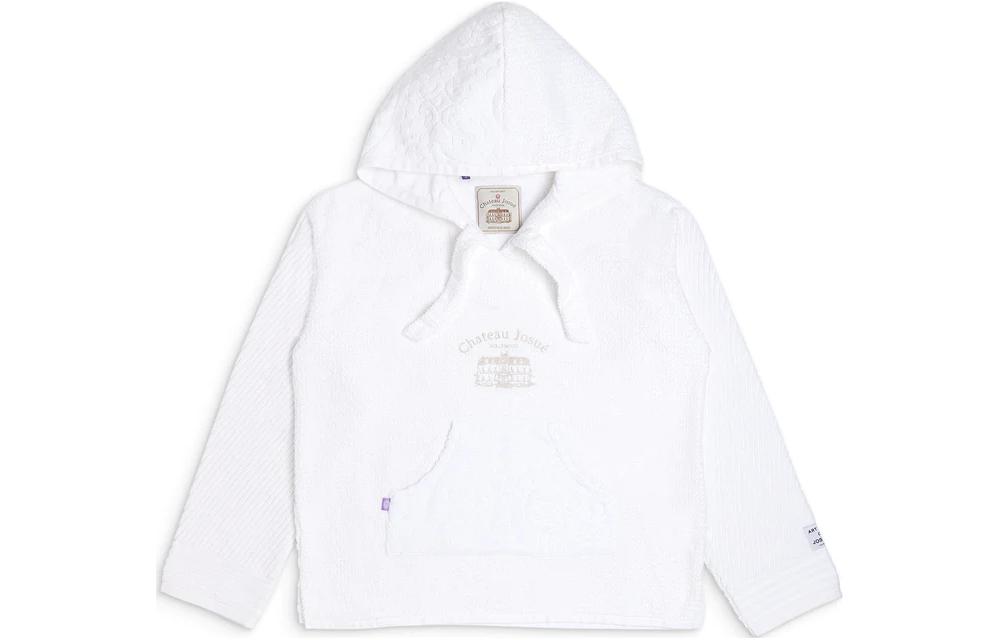 Gallery Dept White Letter Print Hoodie with Drawstring Long Sleeves BAJA-2030-WHTE