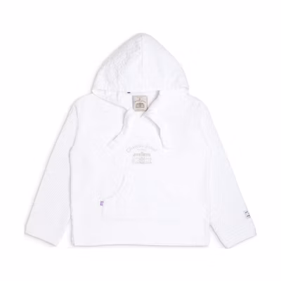 Gallery Dept White Letter Print Hoodie with Drawstring Long Sleeves BAJA-2030-WHTE