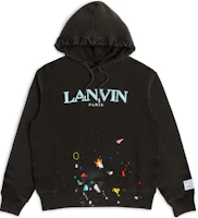 Gallery Dept x Lanvin Logo Embroidery Splatter Drawstring Hoodie Black RM-TOG698-BLCK Gallery Dept x Lanvin Logo Embroidery Splatter Drawstring Hoodie Black RM-TOG698-BLCK
