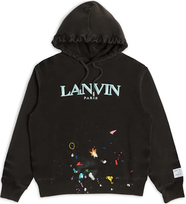 Gallery Dept x Lanvin Logo Embroidery Splatter Drawstring Hoodie Black RM-TOG698-BLCK Buy Gallery Dept x Lanvin Logo Embroidery Splatter Drawstring Hoodie Black RM-TOG698-BLCK
