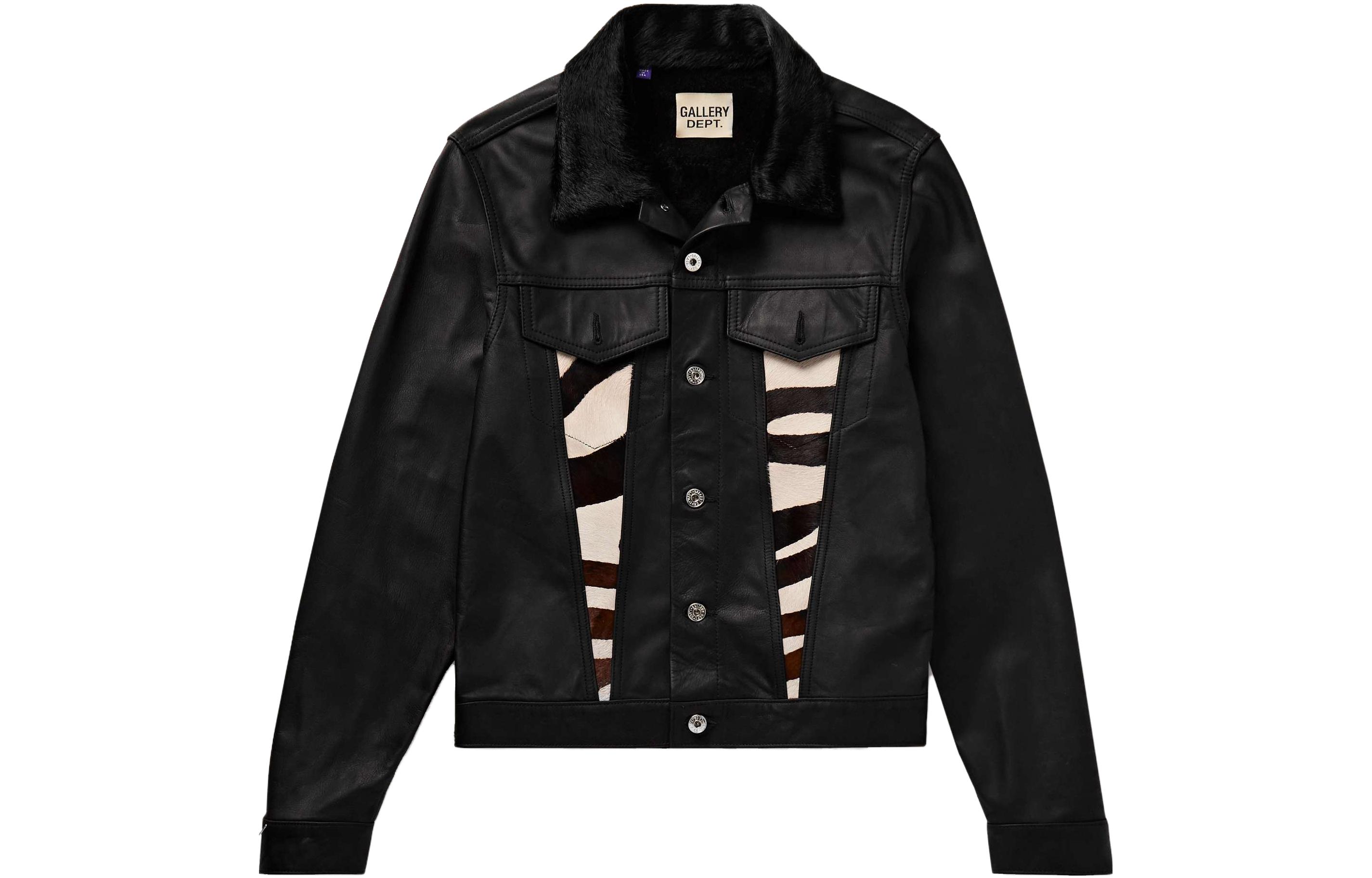 Gallery Dept x Mr Porter FW23 Calf Hair Leather Trucker Jacket Unisex Black 1647597324163585