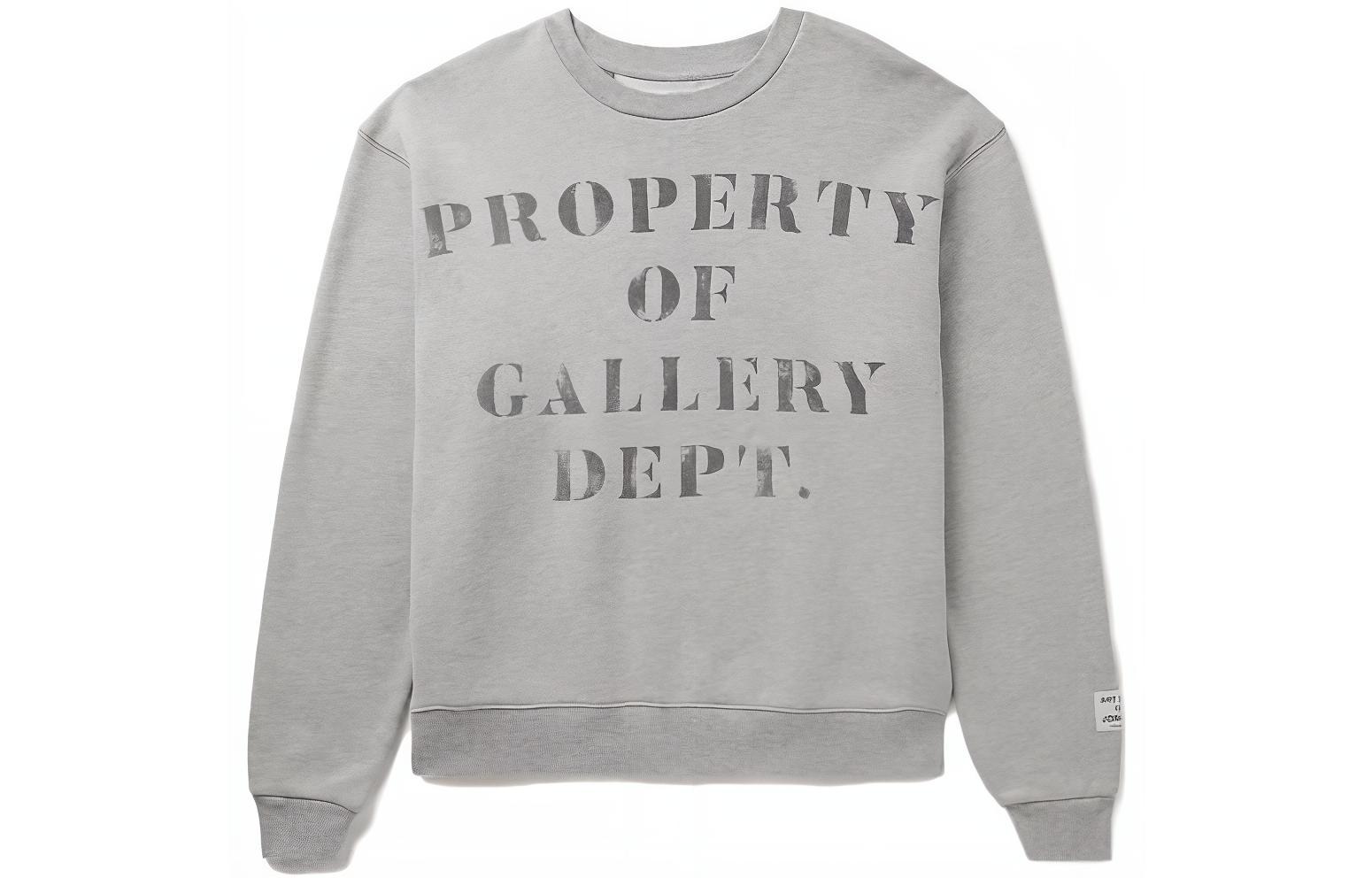 Gallery Dept x Mr Porter FW23 Distressed Lettering Crewneck Sweatshirt Grey Unisex 1647597324163583