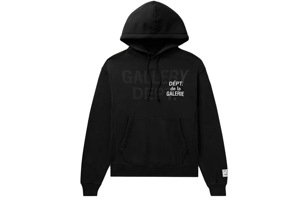 Gallery Dept Mr Porter FW23 Letter Print Drawstring Hoodie Unisex Black 1647597324163553