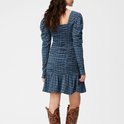 GANNI FW22 블루 롱 슬리브 버블 러플 드레스. F7257 Purchase GANNI FW22 블루 롱 슬리브 버블 러플 드레스. F7257