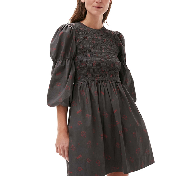 Purchase 가니 FW22 설날 캡슐 토끼 프린트 반소매 드레스 - 화산 그레이 F7833-490