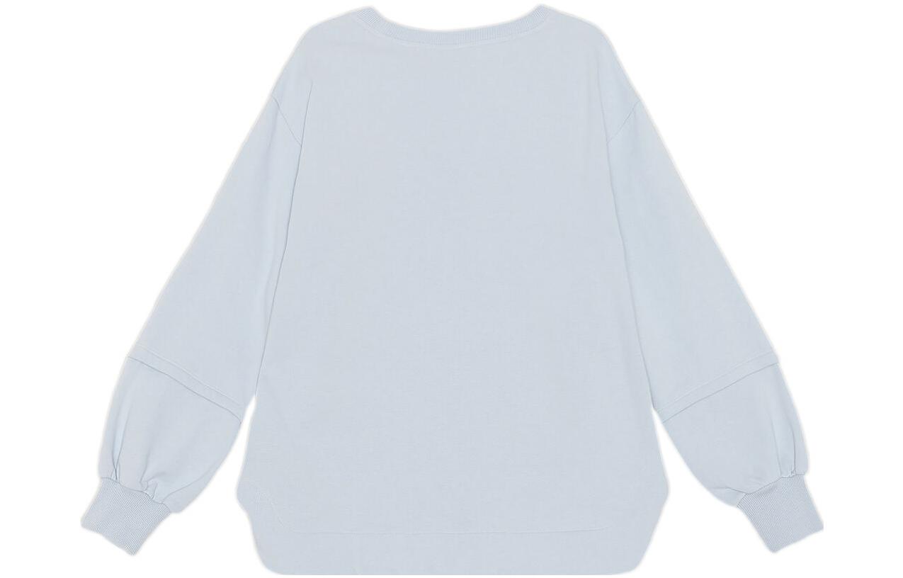 Lookbook GANNI Solid Drop Shoulder Lantern Sleeve Sweatshirt Unisex Light Blue T3123-694