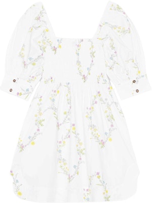 가니 SS22 플로럴 스퀘어넥 반소매 드레스 화이트 F7227-287 Order 가니 SS22 플로럴 스퀘어넥 반소매 드레스 화이트 F7227-287