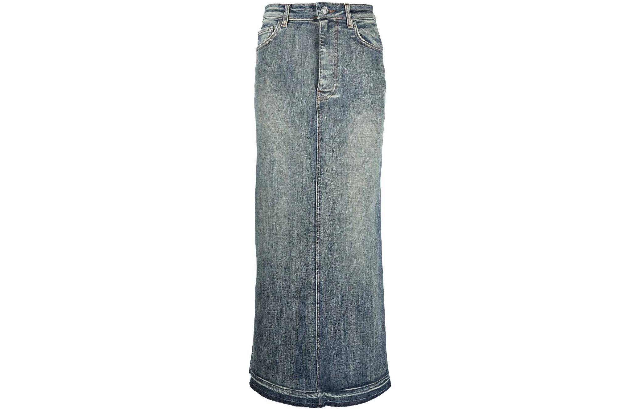 GANNI SS23 Blue Double Pocket Split Long Denim Skirt J1208-091