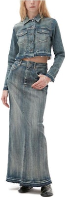 가니 SS23 블루 더블 포켓 스플릿 롱 데님 스커트 J1208-091 Shop 가니 SS23 블루 더블 포켓 스플릿 롱 데님 스커트 J1208-091