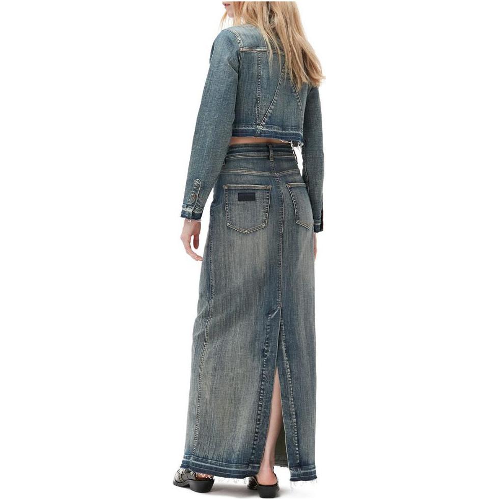 Purchase 가니 SS23 블루 더블 포켓 스플릿 롱 데님 스커트 J1208-091