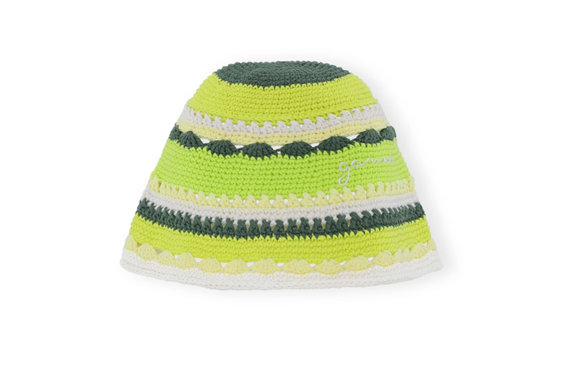 Order 가니 스트라이프 코튼 버킷햇 유니섹스 커플 스타일 그린 A5087747