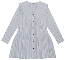 GANNI Striped Peter Pan Collar Cropped Long Sleeve Dress Ice Water Blue F8633495 GANNI Striped Peter Pan Collar Cropped Long Sleeve Dress Ice Water Blue F8633495
