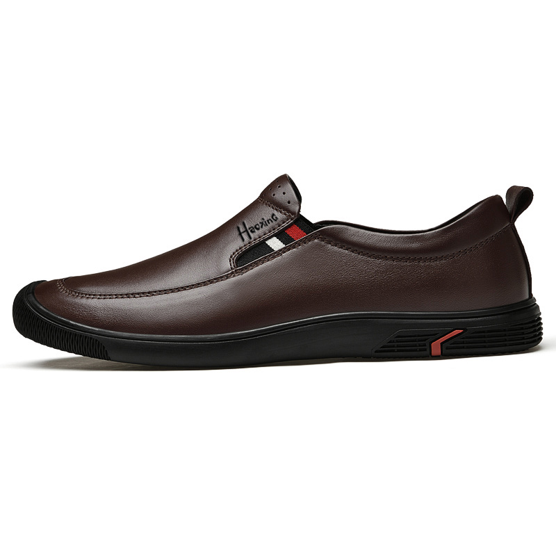 Gant Haoxing Casual Brown Leather Shoes - Lightweight, Comfortable, Non-slip. XD8061 Brown Color
