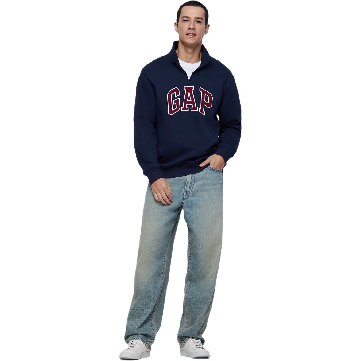 GAP Carbon Brushed Logo Fleece Stand Collar Sweatshirt Unisex. 609264