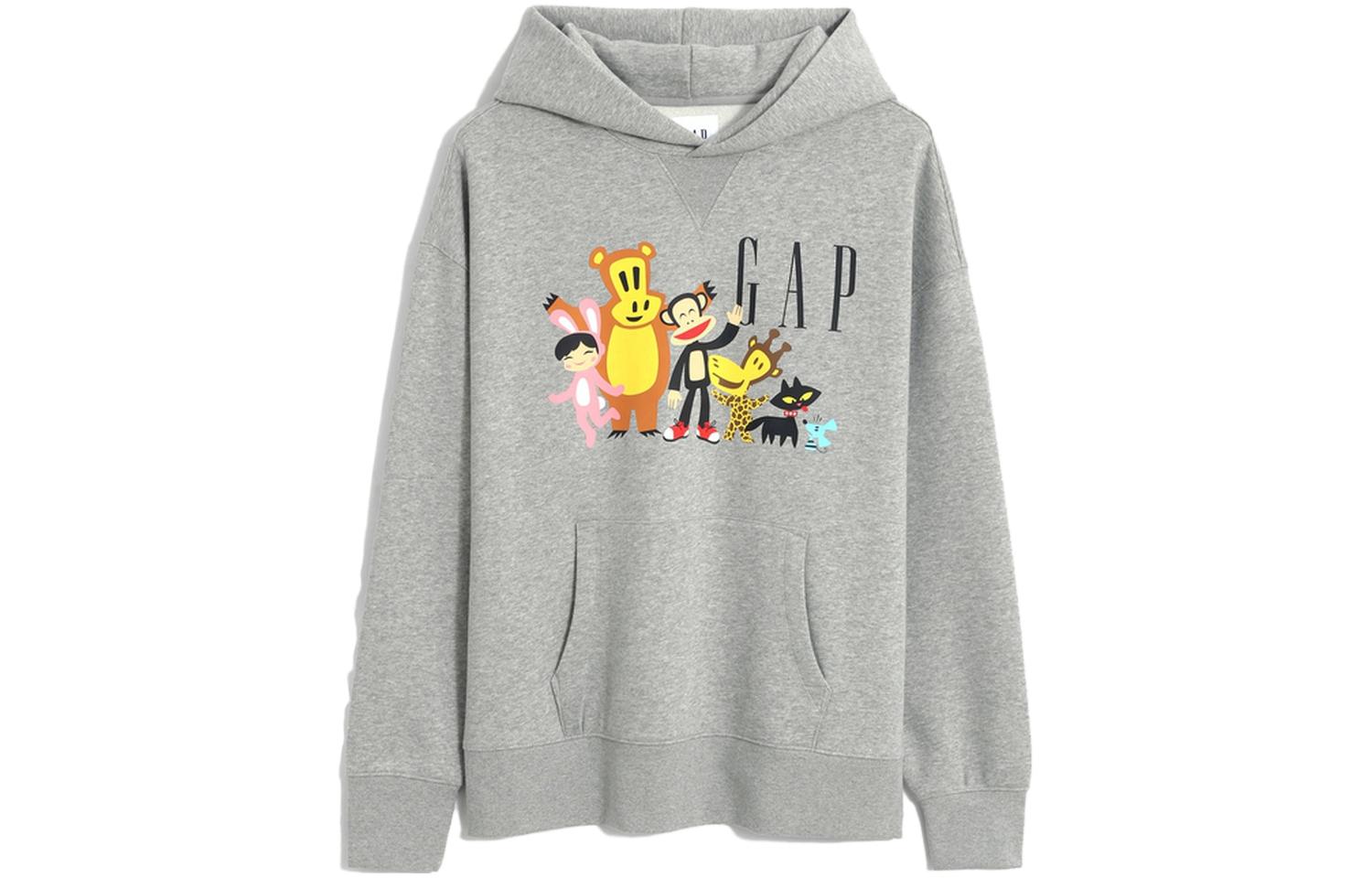 GAP Cartoon Print Oversized Casual Sweatshirt Unisex Light Gray 462641001