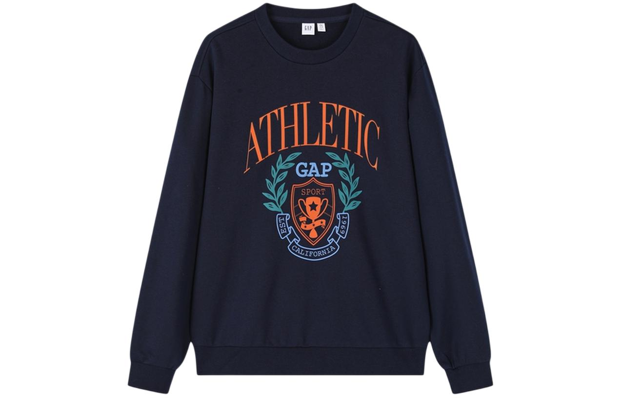 GAP Collegiate Logo Print Loose Sweatshirt Unisex Navy Blue. 885517