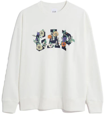 GAP 花卉Logo印花寬鬆版男女款白色圓領運動衫 601844001 Buy GAP 花卉Logo印花寬鬆版男女款白色圓領運動衫 601844001