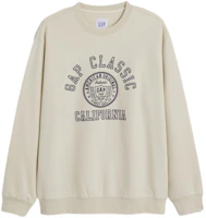 GAP FW23 Beige Letter Print Fleece Crewneck Sweatshirt Unisex 841368-B GAP FW23 Beige Letter Print Fleece Crewneck Sweatshirt Unisex 841368-B