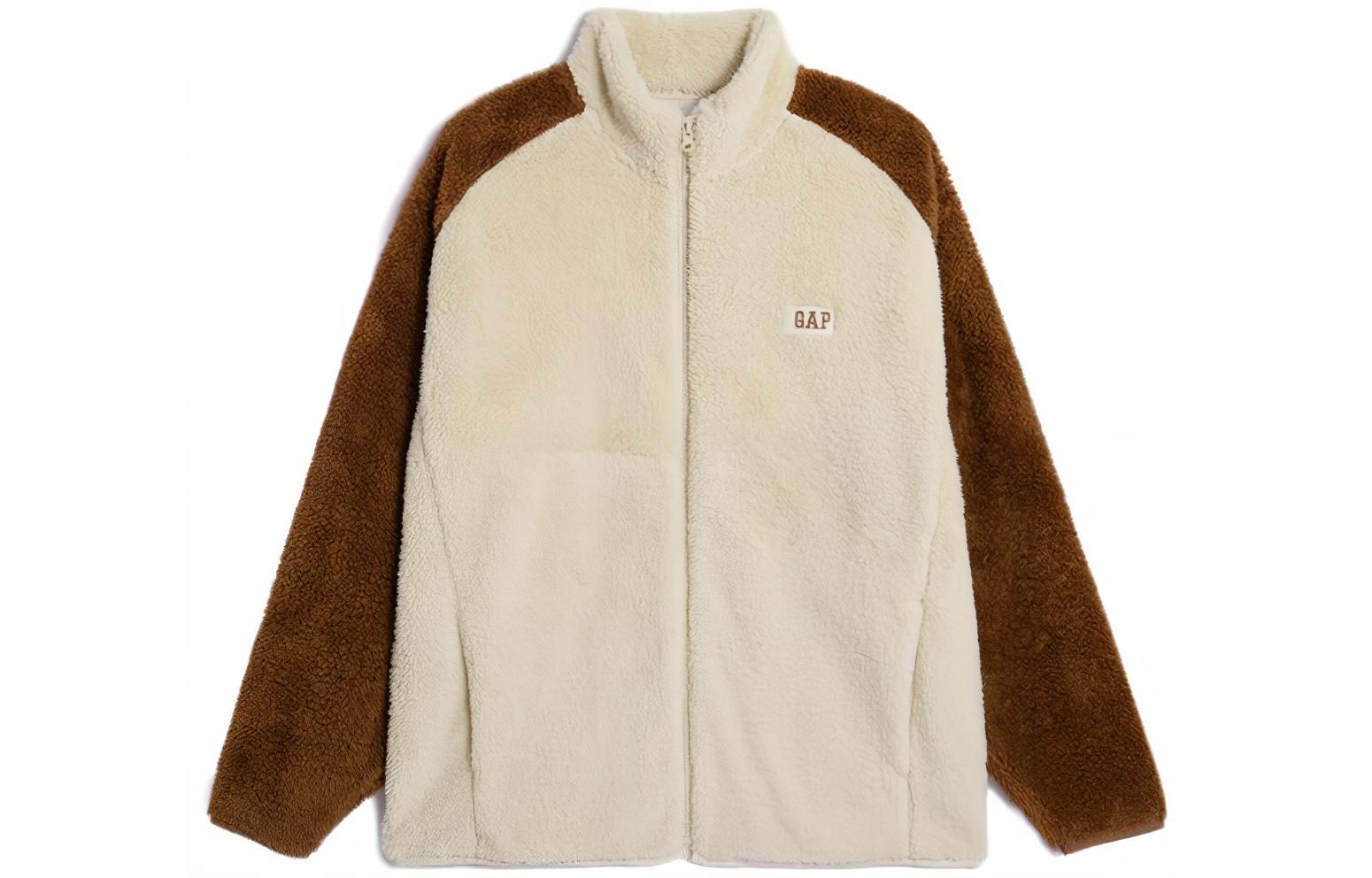 GAP FW23 Colorblock Raglan Fleece Sweatshirt Beige Brown 819411-B