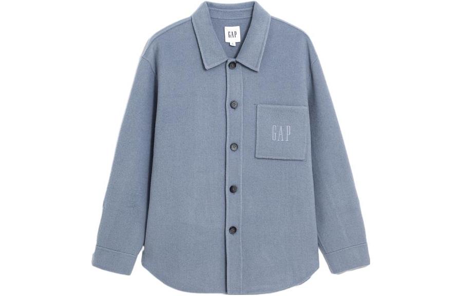 GAP FW23 Solid Square Collar Button-Up Jacket Blue 889749