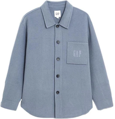 GAP FW23 Jaket Biru Square Collar Button-Up Solid 889749 Buy GAP FW23 Jaket Biru Square Collar Button-Up Solid 889749