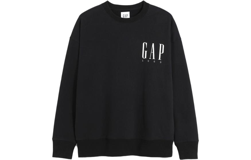 GAP Logo Crewneck Long Sleeve Pullover Sweatshirt Unisex - Black 448321003