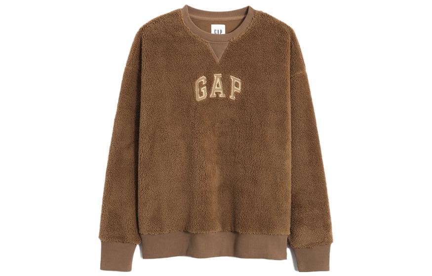 GAP Logo Embroidered Fleece Crewneck Oversized Sweatshirt Cocoa Brown Unisex 451381001