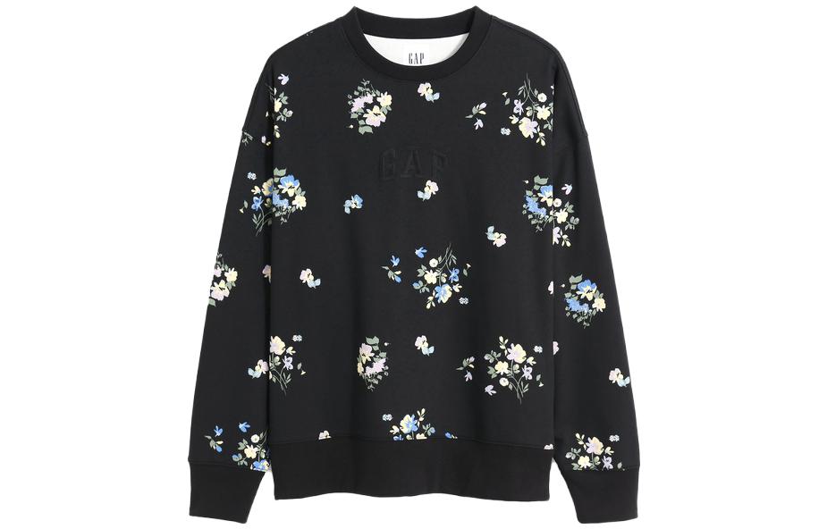 GAP Logo Floral Embroidered Crewneck Sweatshirt Black (). 607257000