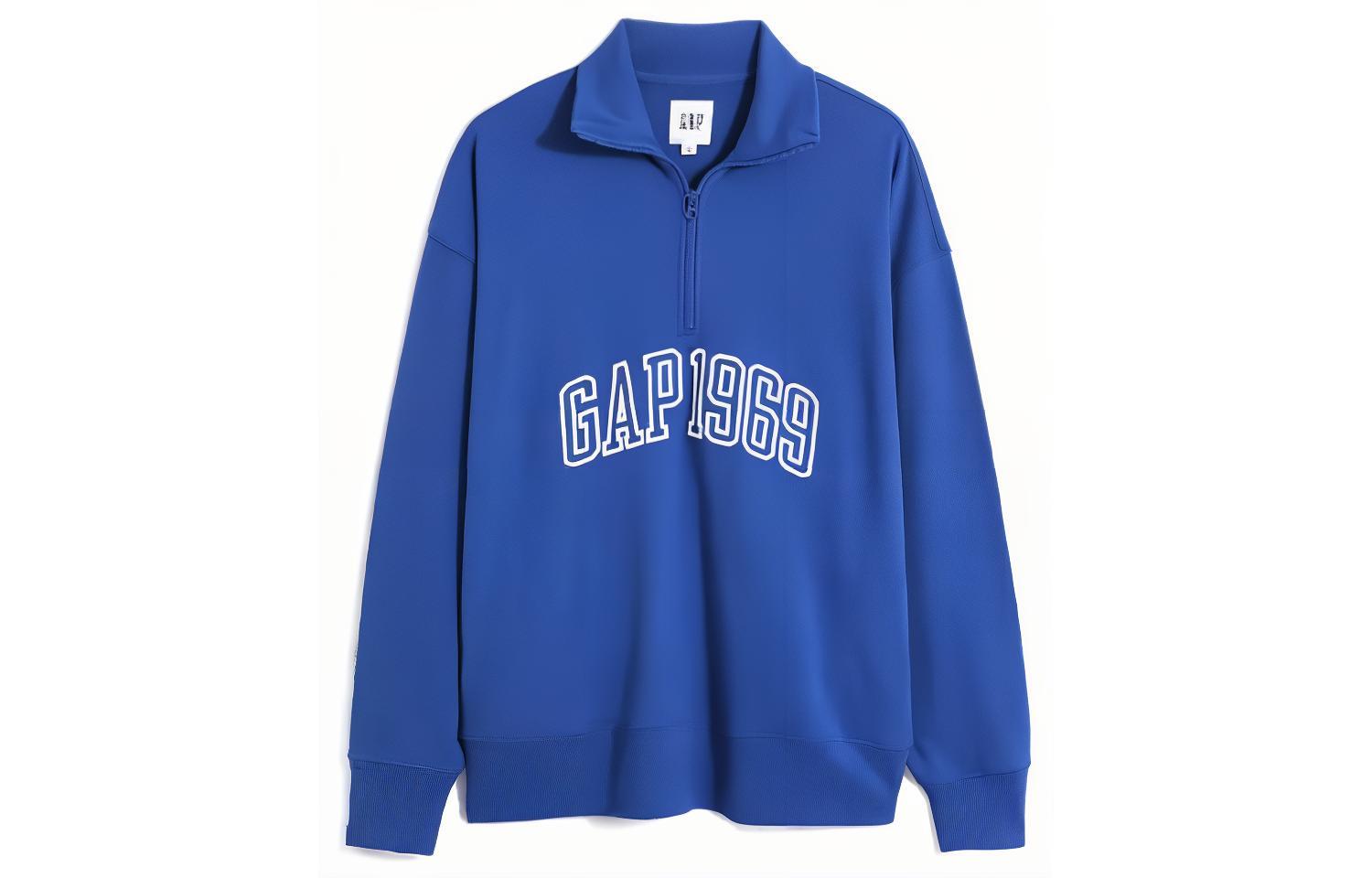 GAP Logo Half-Zip Loose Fit Sweatshirt Unisex Gray Black 601736000